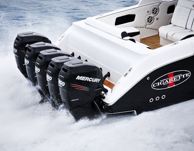 Boat with outboard motors