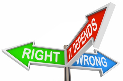 Right, it depends, and wrong directions